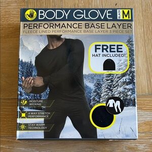 Body Glove Black Fleece Base Layer Set with Hat